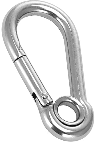 FASTON Edelstahl Karabinerhaken 4x40 (4 Stück) mit Kausche Edelstahlkarabiner Schnapphaken V4A Feuerwehrkarabiner Karabiner-Haken Camping Segel