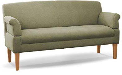 CAVADORE 3-Sitzer Küchensofa Malm, Sitzbank für Küche oder Esszimmer inkl. Armteilverstellung, Leichte Fleckenentfernung dank Soft Clean, 182 x 97 x 78, Flachgewebe: hellgrün
