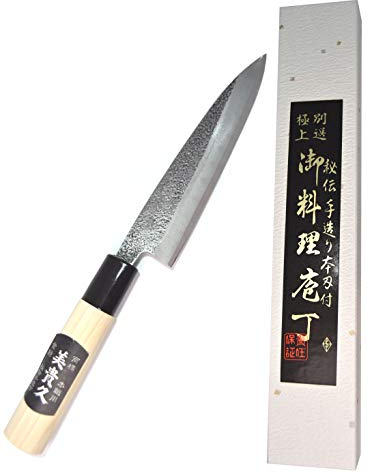 Ikeuti Coltello da ufficio giapponese artigianale Tsutsumi lama martellata forgiata a mano 15 cm (4 misure disponibili)
