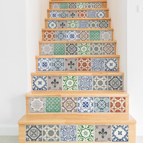 WALPLUS 120 Stück 15x15cm Weinlese-Porzellan Grün Wandfliesen Aufkleber Schälen und Kleben Backsplash Abziehbilder Startseite Dekore Aufkantung für Küche Badezimmer Kacheln Farbe auf Wand Wohnen