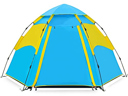 Familienzelt Kuppelzelte Doppelwandzelt 5 Personen, Tragbares Zelt Camping Wasserdicht Sonnenschutz Schnellöffnungs Strandzelt, Trekking Festival Sport Backpacking Picknick