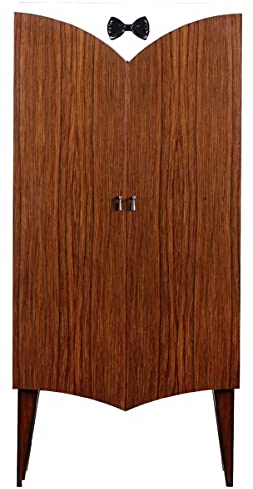 Casa Padrino Luxus Art Deco Barschrank Braun/Weiß/Schwarz 80 x 45 x H. 170 cm - Massivholz Weinschrank - Bar Möbel - Hotel Möbel - Luxus Qualität