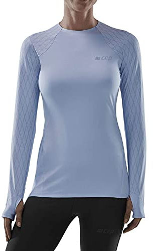 CEP Cold Weather Shirt für Damen | Atmungsaktives Langarm Funktionsshirt in hellblau mit Reflektor Panels | Größe S