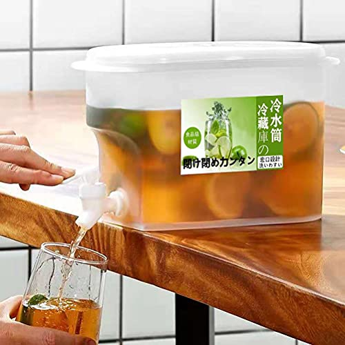 Dispensador de bebidas de 3,5 l con grifo, hervidor de agua para frigorífico, tetera de frutas con grifo, cubeta de agua helada recargable, recipiente de agua de nevera para hacer tés y zumos sin BPA