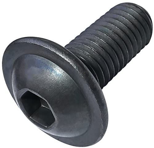 AERZETIX - C53437 - Lot de 5 vis M10x25mm tête bombée avec embase - empreinte hexagonale /6 pans creux - dureté 10.9 - en acier au carbone noirci