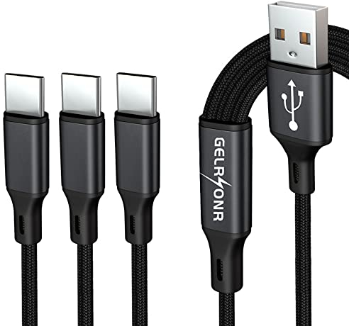 GELRHONR Cable multi USB C 3A, Conector de cable de fuente de alimentación rápido trenzado de nailon 3 en 1 con adaptador de 3 puertos tipo C, compatible con tabletas-4FT-1.25M