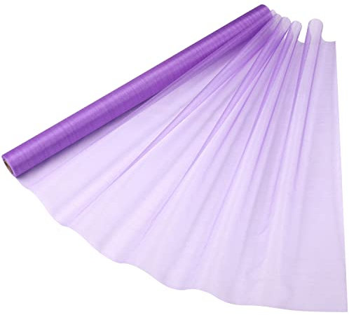 70cm x 15m Roll of Organza Sheer Fabric - Elegant Decorative Cloth for Wedding Chair Bows, Table Runners, Party Favours - Crafting Supplies for Ribbons, Dress Accents,and Bags, Lilac Purple