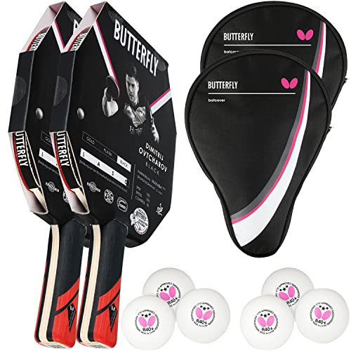 Butterfly® Dimitrij Ovtcharov Black Tischtennisschläger | Eva-Technologie | ITTF zertifizierter Wakaba Belag 2,1mm Schwamm |Tischtennis Racket Bat TT Profi Schläger für fortgeschrittene Spieler