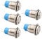 RUNCCI-YUN 5 Piezas 16mm Autobloqueo Pulsador de Metal DC 3A 12V-24V Acero Inoxidable Impermeable Interruptor de Botón Redondo para Coche Lámpara Timbre (Cabezal Alto) Anillo de Luz LED Azul