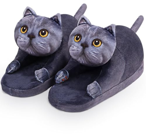 Openhahaha Zapatillas Casa Mujer Hombre, Zapatillas Gato Originales, Pantuflas Divertidas de Animales para Invierno