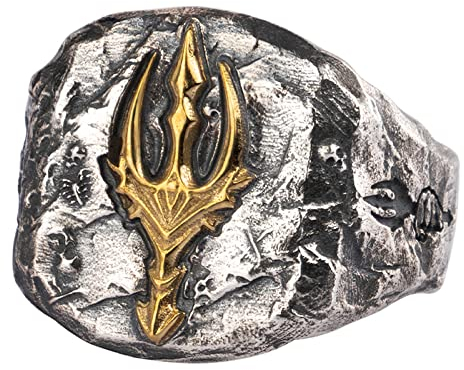 Vintage 925 Sterling Silber Poseidon Dreizack Ring Seemann Ring Griechischer Schmuck für Herren Damen Offen Verstellbar