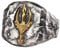 Vintage 925 Sterling Silber Poseidon Dreizack Ring Seemann Ring Griechischer Schmuck für Herren Damen Offen Verstellbar