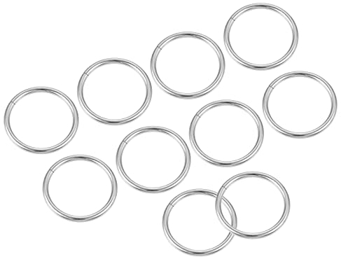 METALLIXITY 10Stk Metall O Ring Schnallen (20x2mm) Ungeschweißt Rund Ringe - für Basteln DIY Taschen Handtaschen Gürtel Silber Ton