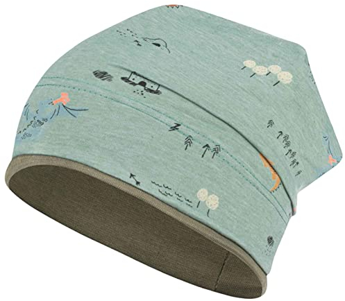 Smarilla Jungen Mütze Übergangsmütze Beanie Drachen Frühling Herbst Baumwolle, Größe: 50-52, Farbe: Drachen-Grün