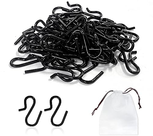 TAFACE 120 ganci a forma di S, ganci in metallo inossidabile, ganci da cucina, riutilizzabili, adatti per bagno, cucina, camera da letto (nero)