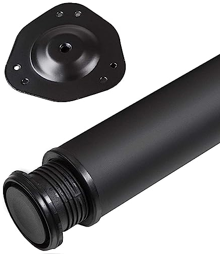 SOTECH 1 Stück Tischbein Höhe 710 mm Ø 80 mm Stahl mit schwarzer Oberfläche belastbar bis 75 kg, Schreibtischbein mit 32 mm Höhenverstellung Tischfuß