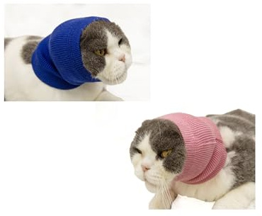 DDFS Katzenohrschutz, keine Kratzer, Wundpflege, Weinrot + Blau, 2 Stück