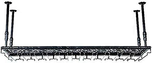 Metalldeckenmontierter hängender Weinglasaufhänger für Stielgläser, hängender Flaschenhalter, wandmontierte Weinregale, schwebendes Barregal, Weinlagerregal, schwarz, 60 * 35 cm (schwarz 100