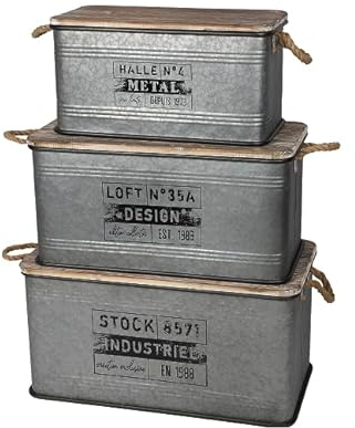 Urban living LOFT & METAL BIDON EN METAL X3 S:27XH41CM / M:33,5XH47CM / L:40XH52CM