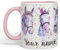 Vixar Personalised with Your Horses Horse Farm Animals Watercolour Art Coloured Mug Cup Gift Birthday Custom Work Office Tea Coffee (Pink)