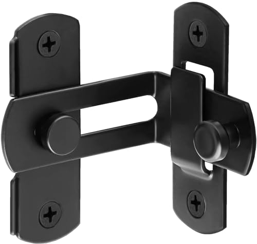 ZiYuya Cerradura de puerta corrediza de granero de ángulo de 90 grados, hebilla de pestillo de acero inoxidable, gancho de bloqueo de puerta de pantalla para jardín, baño, exterior, garaje, ventana,