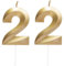 Geburtstagskerzen Zahlen 22, Gold Geburtstag Kerzen, 3D Tortendeko, Geburtstagskerze Kuchendeko für Geburtstag Party, Hochzeiten, Firmenfeiern, Jubiläen kuchen Dekoration, Birthday Candle Nummer 22