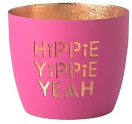Windlicht Madras Hippie yippie yeah neon purple Gold Eisen Höhe 8,5 cm