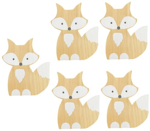 Warmhm 5 STK Fuchs-Ornament Schreibtischschild 3D-Fuchsschild aus Holz Tischdekoration Wohnkultur zartes Holzdekor Bezauberndes Dekor einzigartig Dekorationen sicher Ornamente Kind Weiß