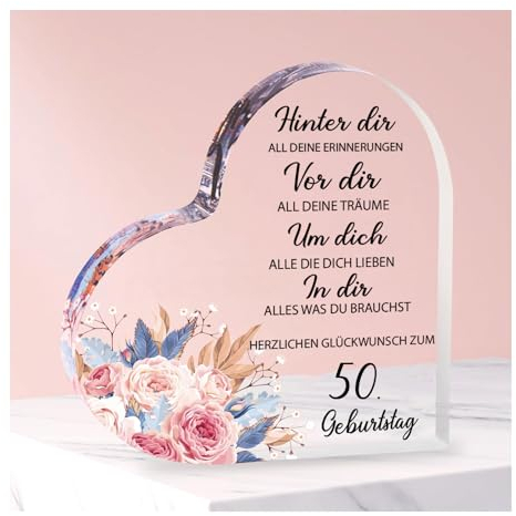 FANAOREN 50 Geburtstag Frau Mann, Geschenke zum 50 Geburtstag - Acrylplakette Geschenke Deko, 1974 50. Geburtstag für Vater, Mutter, Freunde, Oma, Opa, 50. Geburtstag Frau Mann