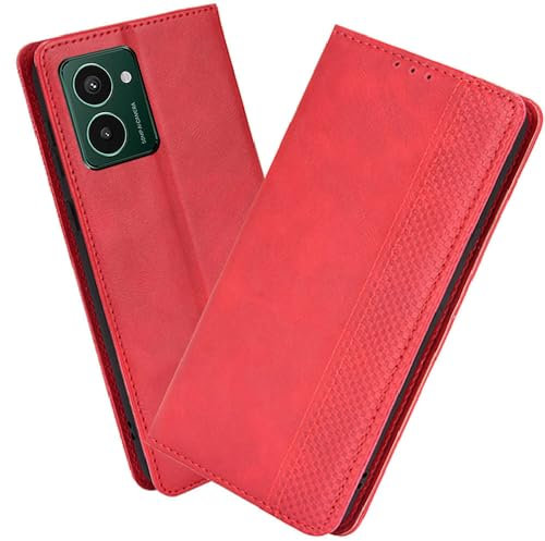 XINNI Handyhülle für HMD Pulse Pro Hülle, PU/TPU Klappetui Schutzhülle Flip Magnetisch Telefonhülle, Rot