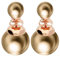 LÖB Ohrstecker Doppel Ohrringe 750er Roségold Vergoldet Zwei Perlen, Damen Perlenohrringe Perlenohrstecker Kugel Front Back Set Topas Braun Rose Gold Schmuck