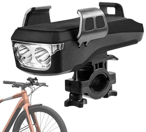 Lumière de cyclisme LED | Lampe de vélo étanche | Lumière de cyclisme de nuit | Batterie externe pour vélos, accessoire avec batterie externe 130dB, klaxon léger, support de téléphone 5.51x2.72x3.82 p