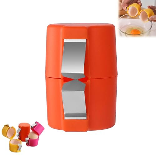 Stainless Steel Egg Shell Opener and Cracker - Egg Cup, Peeler, Topper, Separator Tool (Orange Red)