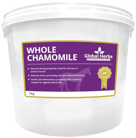 Global Herbs Whole Chamomile for Horses Gentle Calming & Digestive Support 1kg