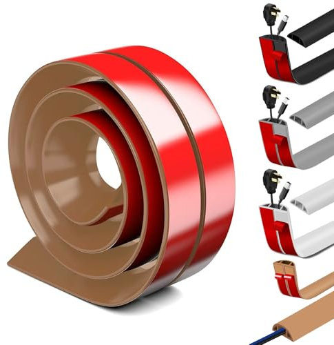 Kabelkanal Selbstklebend, Fussboden Kabelkanal, Kabelschacht 30mm (B) x 10mm (H) x 1 Meter Länge, Kabelbrücke für Stromkabel im Haushalt, Flexibler Fußboden, Braun