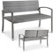 Gartenbank Rattan, Polyrattan Sitzbank Outdoor, Balkon Bank, 2 Sitzer Gartenbank Wetterfest, 320kg Belastbar, 122x60x85cm, Gemütliche Gartenmöbel Bank, Parkbank, Einseitiges Rattan, Sitzbank, Grau