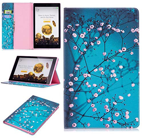TEDTIKJT Custodia per Huawei MediaPad M5 8 8.4 2018 Custodia PU Pelle Flip Cover con Slot per Carte Supporto Protettiva Tablet per Huawei MediaPad M5 8 8.4 Custodia Cover,Fiori di Prugna