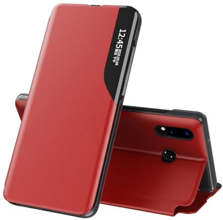 Coque arrière pour smartphone Compatible avec Huawei P20 Lite Case Flip Leather Cover Clear View, avec béquille for téléphone, étui de protection intelligent avec fenêtre rigide et antichoc for étui P