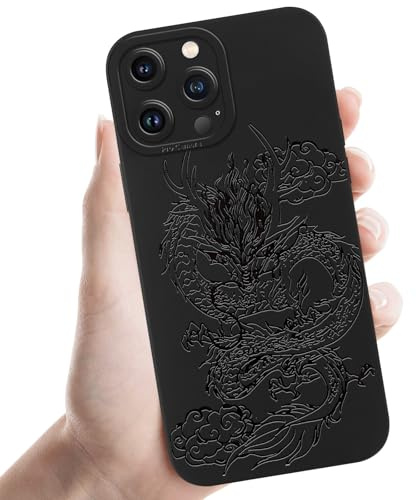 Phoona Black Dragon Print Phone Case for iPhone 11 Pro 5.8,Fashion Pattern Aesthetic Design for Women Girls,Soft Silicone Slim Profile Cover,Anti-Slip Shockproof Protective Camera,for iPhone 11 Pro