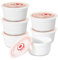 Ramekins Oven Safe with Lids 8 oz, Ceramic Pudding Custard Dishes for Baking Set of 6，Porcelain Creme Brulee Souffle Ramekins with Covers, White, Round, Dishwasher Oven Safe