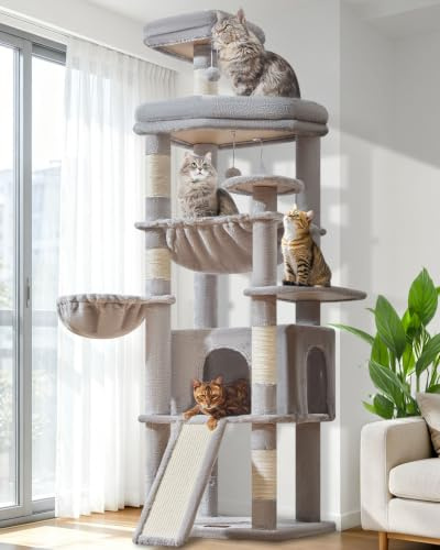 Taoqimiao Arbre À Chat 183 cm, Plateforme Grande avec Coussins, Niche Large
