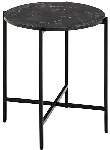 AC Design Furniture Noah rund Ecktisch, Tischplatte Izmir matt schwarz rau Melamin, Gestell matt schwarz rau pulverbeschichtet Stahl, Colli 1 von 2, Ø40x45 cm