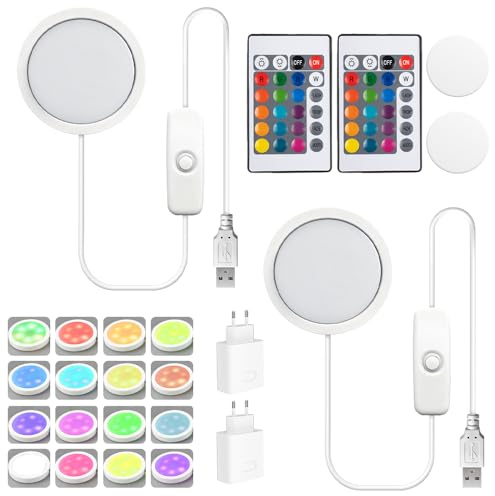 2 Stück 3D-Drucker Led-Lampen-Kit für BambuLab A1/A1mini/P1S/P1P/X1C, 16 Arten RGB Licht, 3D Printer Led Lamp Kit, Kreative Nachtlicht Modell Ersatzteile für 3D Drucker Zubehör, mit Usb-Adapter