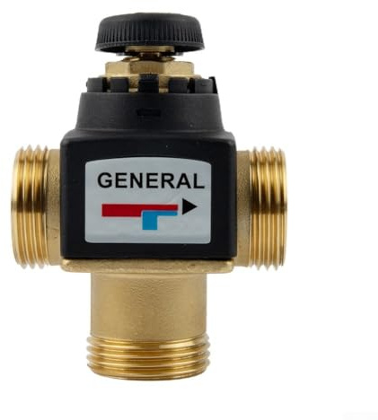 Jonikuper Thermostat-Mischventil 35-60°C DN20/DN25 Messing & Kunststoff für Heimheizungen, kompatibel mit Hauswarmwasser & Fußbodenheizung (DN25)
