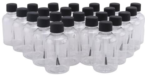 Amigocee 24 Pcs Bouteilles Vides en Plastique pour Colle 1,7 Oz Bouteilles Vides d'art pour Peinture avec Pinceaux Colle pour Tout-Petits Enfants Fournitures D'Artisanat