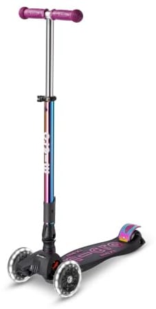 Micro, Maxi Micro Deluxe Foldable LED, 3-Rad-Kinderroller, 5–12 Jahre | Gewichtslenkung, Höhenverstellbarer Lenker, Leicht, Bewegungsaktivierte LED-PU-Rollen, Schweizer Entwicklung