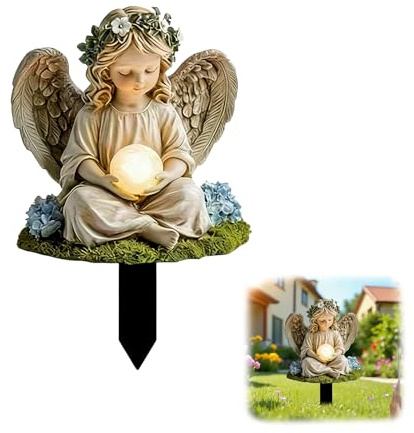 UZYXC Decorazione Angelo Protettivo 2D Per Tomba Resistente All’Acqua, Angelo In Preghiera Per Cimitero E Vasi Di Fiori, Ornamento Decorativo E Regalo Perfetto Per Battesimo