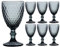 Wine Glass Set of 6 - Vintage Style Embossed Diamond Relief Wine Goblets 270ml (CB97)