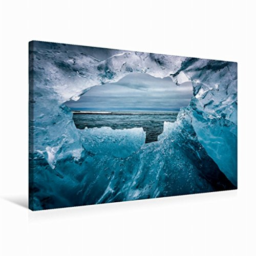Premium Textil-Leinwand 75 x 50 cm Quer-Format Diamond Beach am Jökulsárlón (Eissee) | Wandbild, HD-Bild auf Keilrahmen, Fertigbild auf hochwertigem Vlies, Leinwanddruck von Dirk Sulima