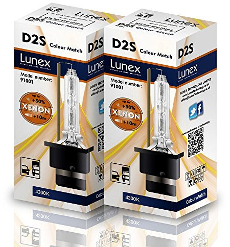 Lunex D2S Scheinwerfer Lampe Xenon Ersatz Glühbirne, 4300 K, Set